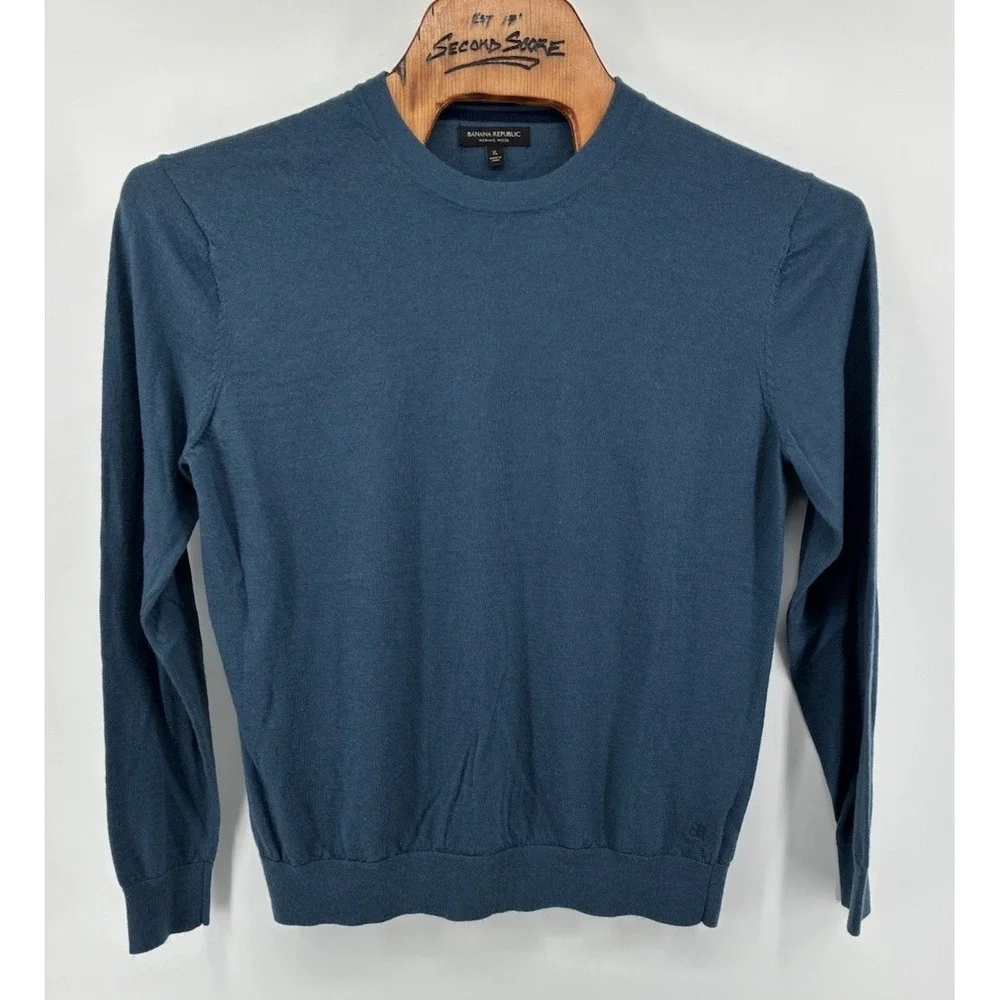 Lot Of 2 Banana Republic Men's XL  100% Merino Wool‎ Crewneck Sweater Washable